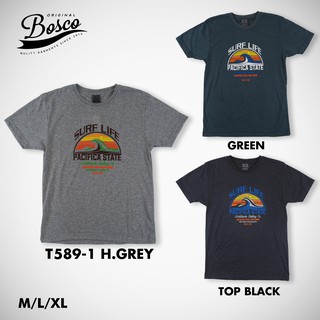 [เก็บโค้ดหน้าร้าน] เสื้อยืดคอกลมพิมพ์ลาย BOSCO "SURF LIFE" T589-1