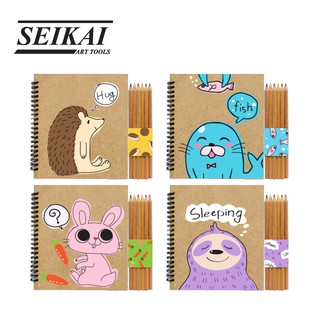 SEIKAI สมุด Patch-Wood ดินสอสี ขนาด 23 x 17.5 x 1.7 cm. 1 เล่ม