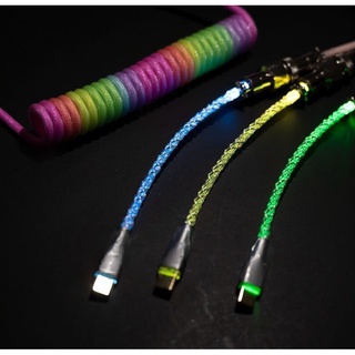 ภาพหน้าปกสินค้าGplanet Custom Coiled Cable RGB Series for Mechanical Keyboard Aviator Connector สายคีย์บอร์ดมีไฟ RGB แบบคออยล์(RGB-BLUE WHITE) ที่เกี่ยวข้อง