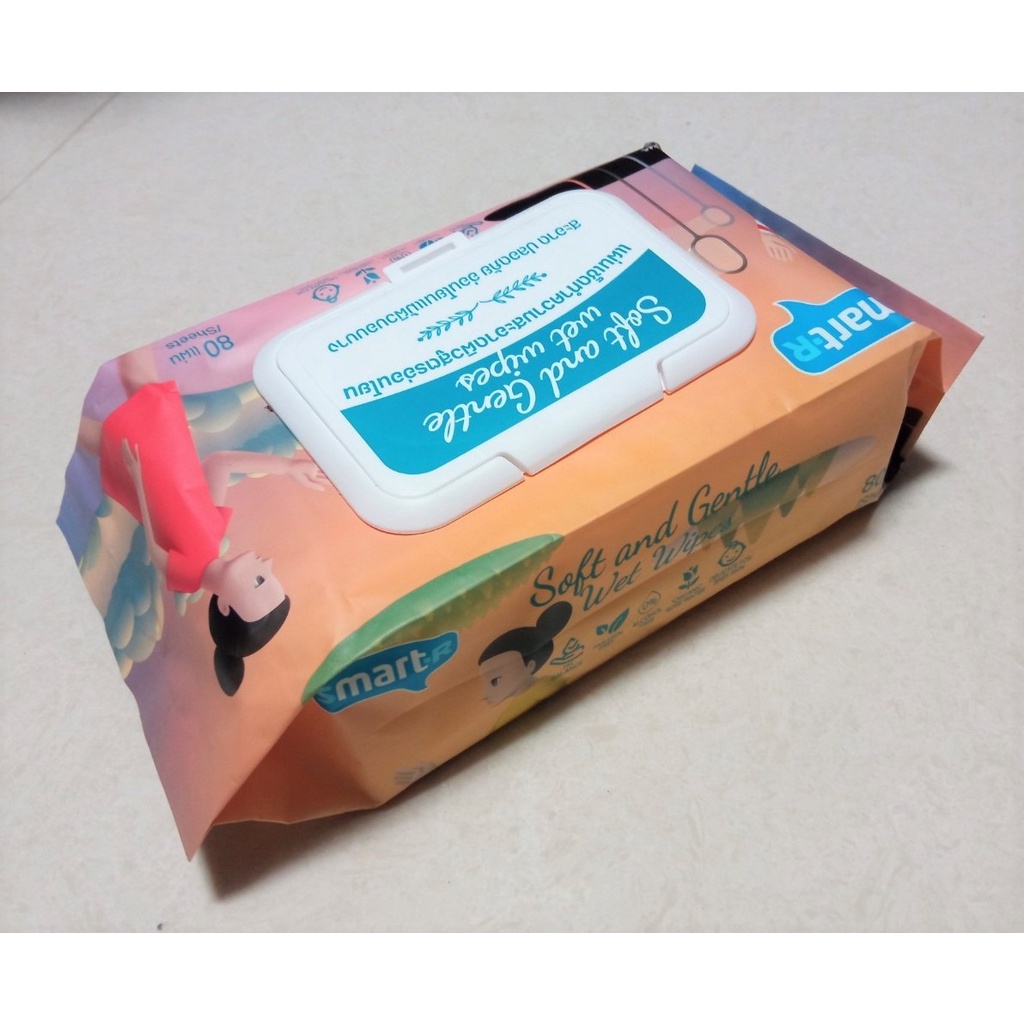 80-แผ่น-ห่อ-smart-r-soft-and-gentle-wet-wipes-ทิชชู่เปียก-แผ่นเช็ดทำความสะอาดผิว-สูตรอ่อนโยน-paraben-amp-alcohol-free