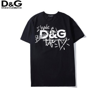 DG casual plus size T-shirt loose letter cotton topsเสื้อยืด