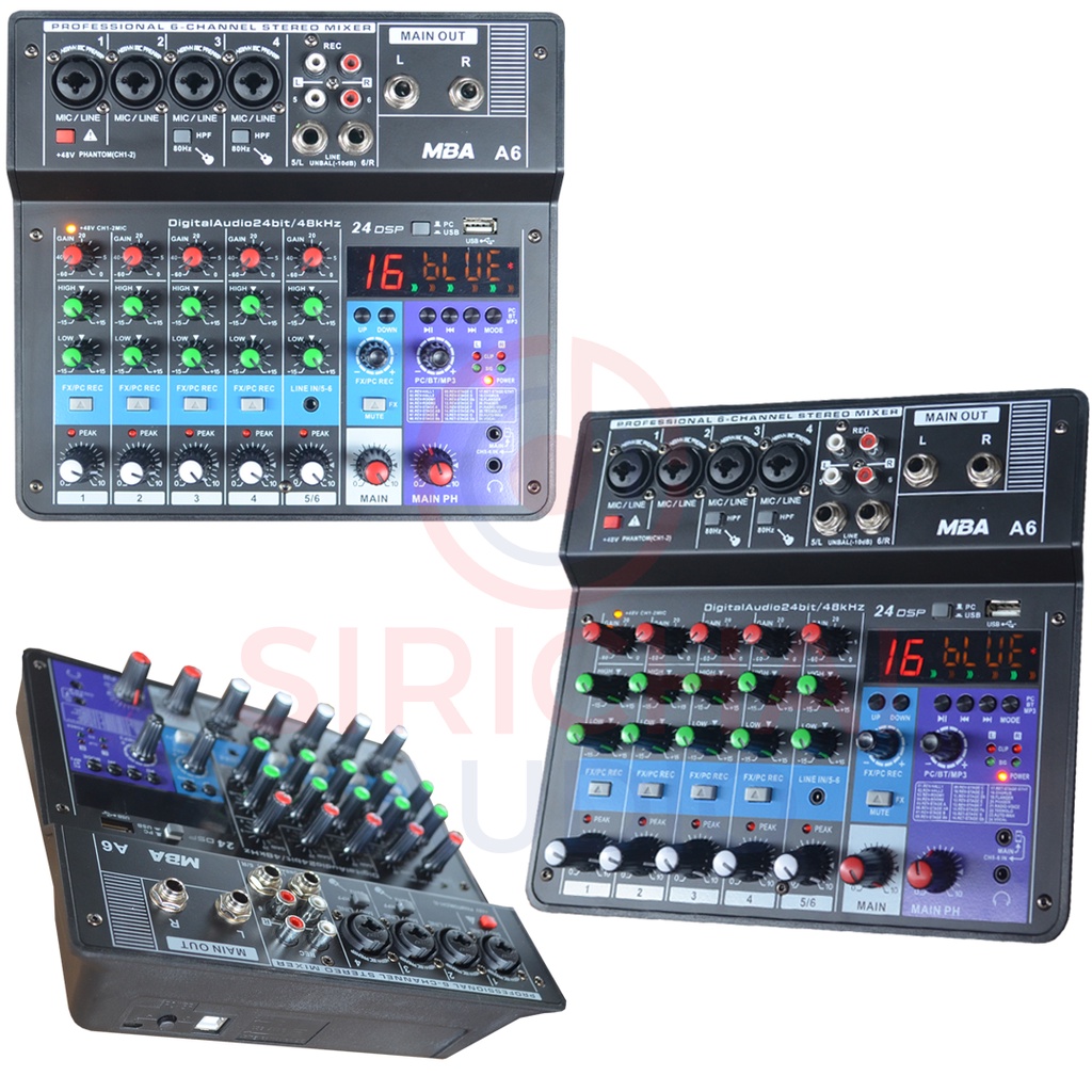 MIXER MBA รุ่น A6 มิกเซอร์ 6ช่อง Bluetooth,เอฟเฟคแท้ | Shopee Thailand