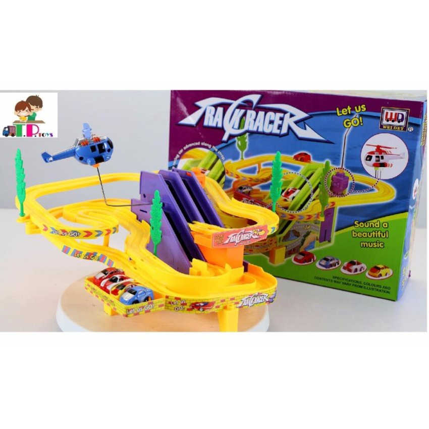 T.P.TOYS ของเล่นชุดรถแข่ง 4 คัน พร้อมราง มีเฮลิคอปเตอร์ Track Racer ...