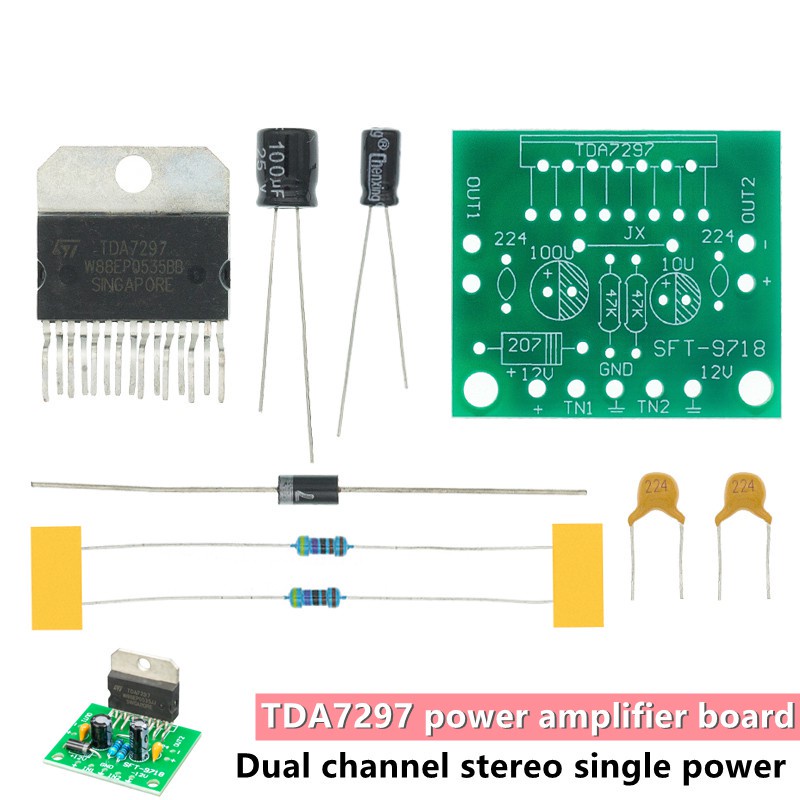 TDA7297 amplifier board spare parts dc 12v grade 2.0 dual audio