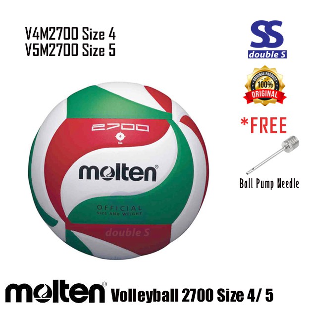 Molten Volleyball V4M2700/VM2700 (ขนาด 4/5) เข็มปั๊มลูกฟุตบอล หนัง