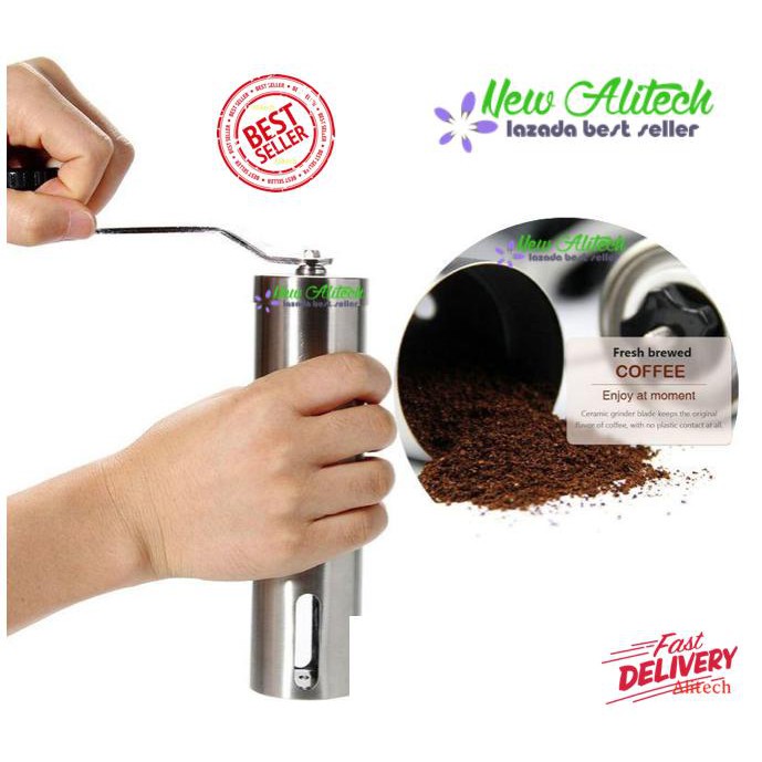 new-alitech-stainless-steel-manual-coffee-bean-grinder-mill-kitchen-hand-grinding-tool-อุปกรณ์บดเมล็ดบดกาแฟ-silver