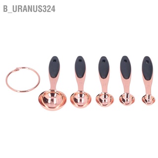 B_uranus324 Measuring Spoon Stainless Steel Cups with Soft Touch Silicone Handles for Dry and Liquid Ingredients