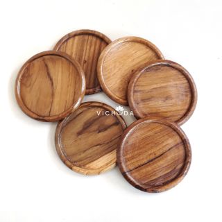 WOODEN COASTER (ROUND HANDMADE) จานรองกระถาง l จานรองแก้ว