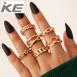 Jewelry Star braided hollow ring set Geometric irregular ring six-piece set for girls for wome