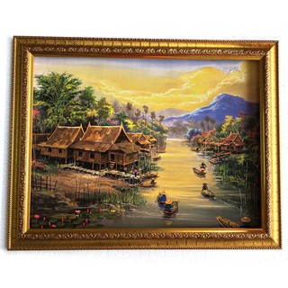 รูปมงคลภาพวิวพร้อมกรอบกระจก เสริมฮวงจุ้ย เจริญรุ่งเรือง เสริมโชคลาภ อำนาจบารมี หน้าที่การงาน มั่ง มี ศรี สุข
