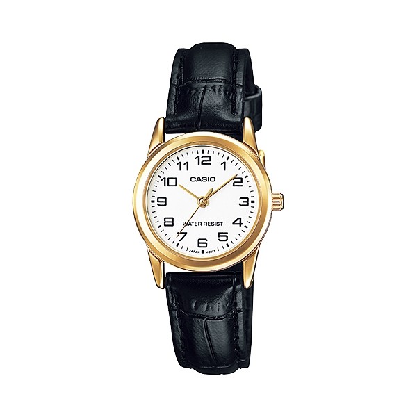 ภาพหน้าปกสินค้าCasio Standard นาฬิกาข้อมือผู้หญิง สีทอง/หน้าปัดขาว สายหนัง รุ่น LTP-V001GL-7BUDF,LTP-V001GL-7B,LTP-V001GL