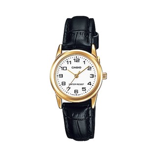สินค้า Casio Standard นาฬิกาข้อมือผู้หญิง สีทอง/หน้าปัดขาว สายหนัง รุ่น LTP-V001GL-7BUDF,LTP-V001GL-7B,LTP-V001GL