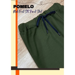 กระโปรง POMELO สีเขียว Midi Front Slit Pencil Skirt Size L มือสอง