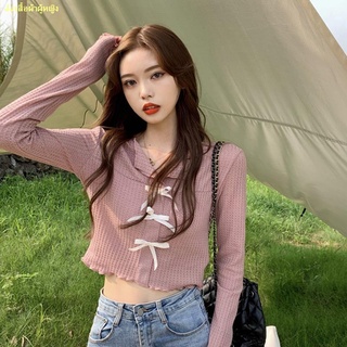 ❤จัดส่งทันที❤Design Sense เสื้อยืดแขนยาวผู้หญิง 2022 ใหม่ Slim เสื้อครอปสั้นเสื้อผ้า