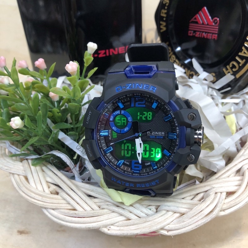 d-zinerนาฬิกาข้อมือชายเครื่องญี่ปุ่นระบบquartz-hybrid-analog-digitalทรงกลม40มม-water-resistance3atm-พร้อมกล่อง
