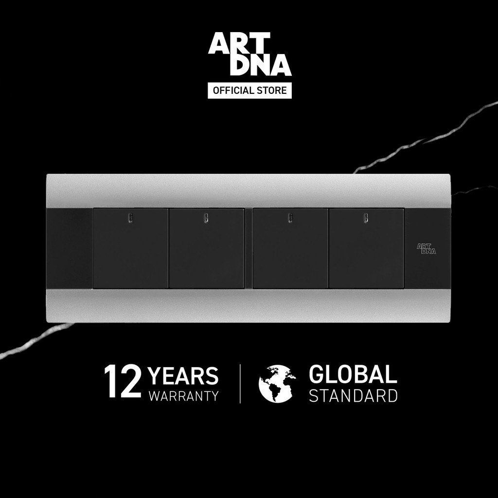 art-dna-รุ่น-a88-switch-led-1way-4-gang-size-m-ขนาด-2x6-สีซิลเวอร์-ปลั๊กไฟโมเดิร์น-ปลั๊กไฟสวยๆ-สวิทซ์-สวยๆ-switch-design