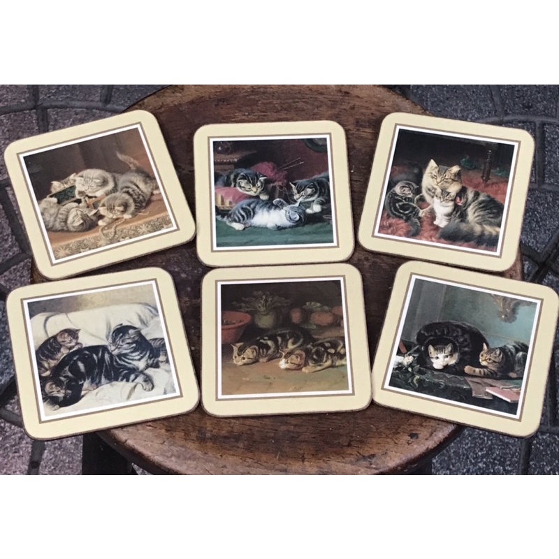 ที่รองแก้ว NWT Pimpernel Coasters Set of 6 Cats at Home Made in