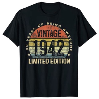 เสื้อผ้าผชเสื้อยืด พิมพ์ลาย 1942 limited edition 80th สไตล์วินเทจ เหมาะกับฤดูร้อน ของขวัญสําหรับเด็ก 80 ปีS-5XL