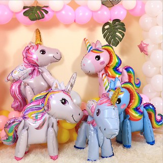 (สต๊อคพร้อมส่ง!)unicorn,​ ลูกโป่งม้าโพนี่​ 3d ,ลูกโป่งยูนิคอร์น​