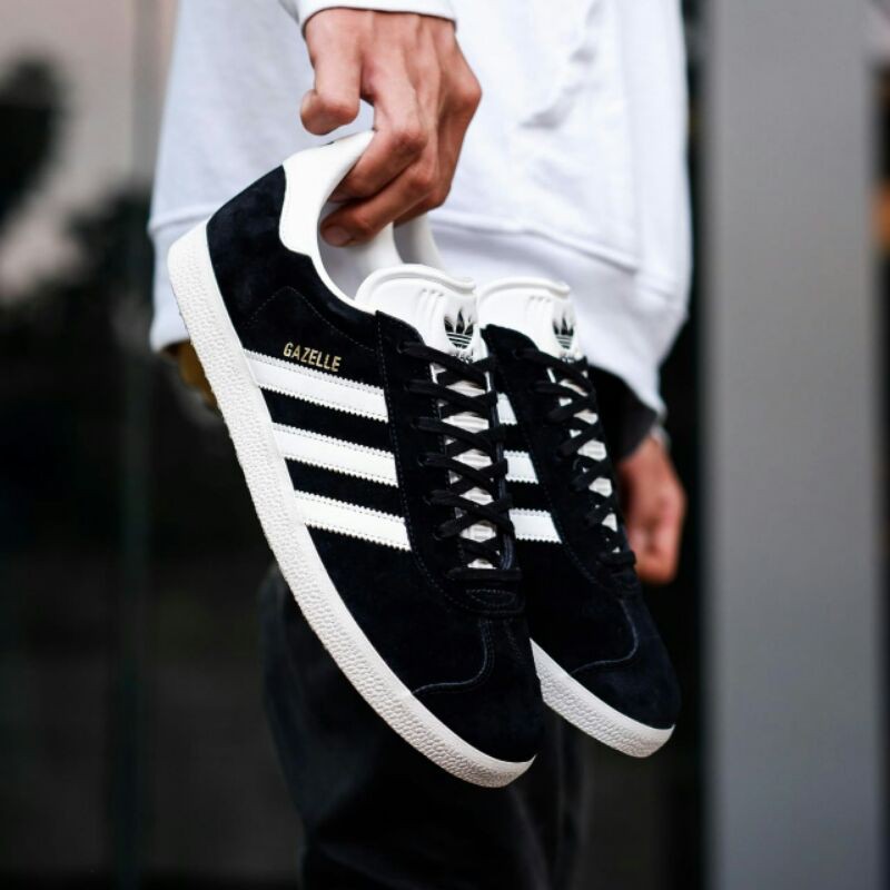 รองเท้าผ้าใบ-adidas-gazelle-สีดําขาว