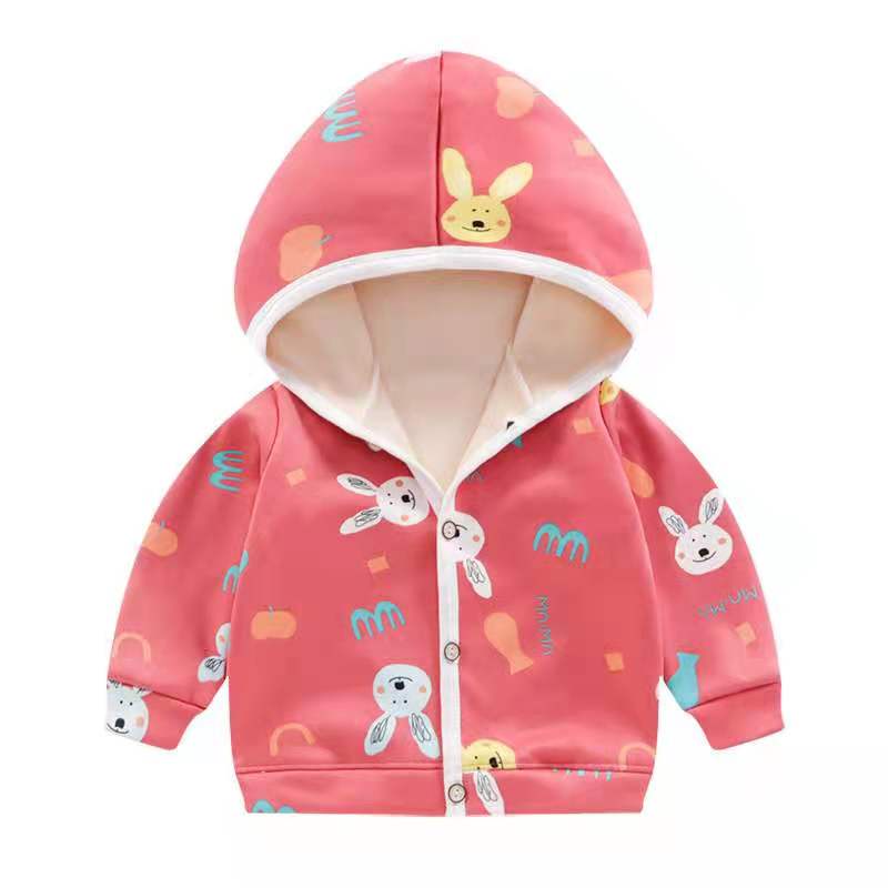 babyonline-y363-d5-แจ็คเก็ตเสื้อกันหนาวสำหรับเด็กมีฮู้ดแบบกระดุมหน้า-ผ้าสำลี-ด้านในขนนิ่มมาก
