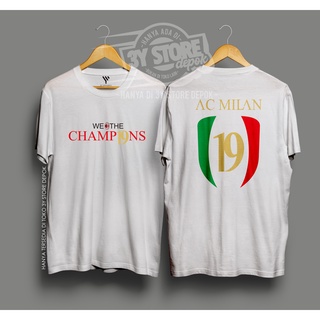 เสื้อยืดโอเวอร์ไซส์เสื้อยืดผ้าฝ้าย พิมพ์ลาย Ac MILAN CHAMPIONS SCUDETTO 19 COMBET - 3Y STORE สําหรับผู้ชายS-3XL