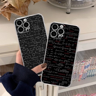 เคสโทรศัพท์มือถือแบบนิ่ม TPU ลายสูตรคณิตศาสตร์ สีดํา สําหรับ iPhone 14 13 12 11 Promax 14Plus mini X XS XR XSMAX 6 6s 5 5S 6plus 6splus 7 8 SE2020 7plus 8Plus QMZT