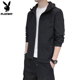 ภาพขนาดย่อของภาพหน้าปกสินค้าPlayboy Hot Jacket Spring and Autumn New Men's Hooded Slim Jacket Korean Trend Handsome Men's Trend จากร้าน playboy_official.th บน Shopee