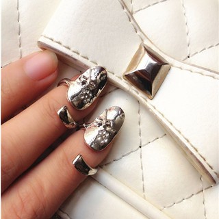 Elegance Lovely New Finger Tip Nail Ring Dragonfly Flower Design Rhinestone Wedding Jewelry