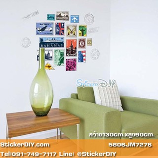 Transparent wall sticker สติ๊กเกอร์ติดผนัง Stamps สไตล์ A (กว้าง130cm.xสูง90cm.)