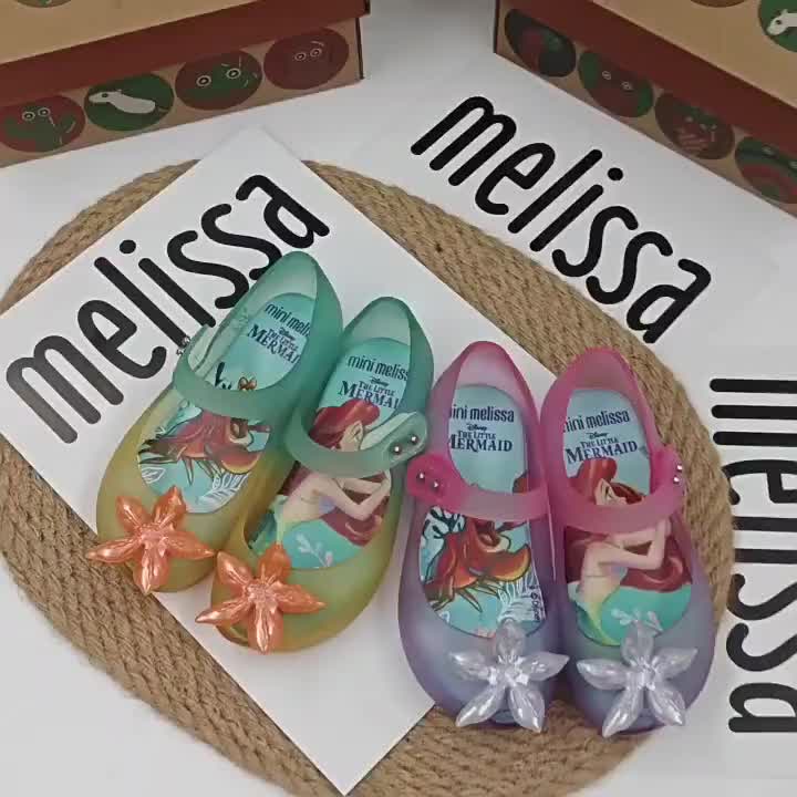 melissa-ถุงน่อง-รองเท้าแตะ-เจลลี่-แบบนิ่ม-ลายการ์ตูนเจ้าหญิงดิสนีย์-นางเงือกน่ารัก-แฟชั่นฤดูร้อน-สําหรับเด็กผู้หญิง
