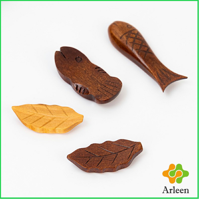 arleen-ที่วางตะเกียบไม้-สไตล์ญี่ปุ่น-ทรงใบไม้เล็ก-chopstick-rest