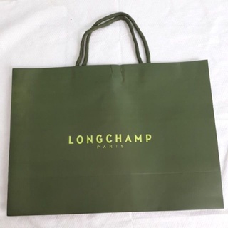 LONGCHAMP ถุงกระดาษ ทรงโท้ท สีเขียว สําหรับใส่ของขวัญ