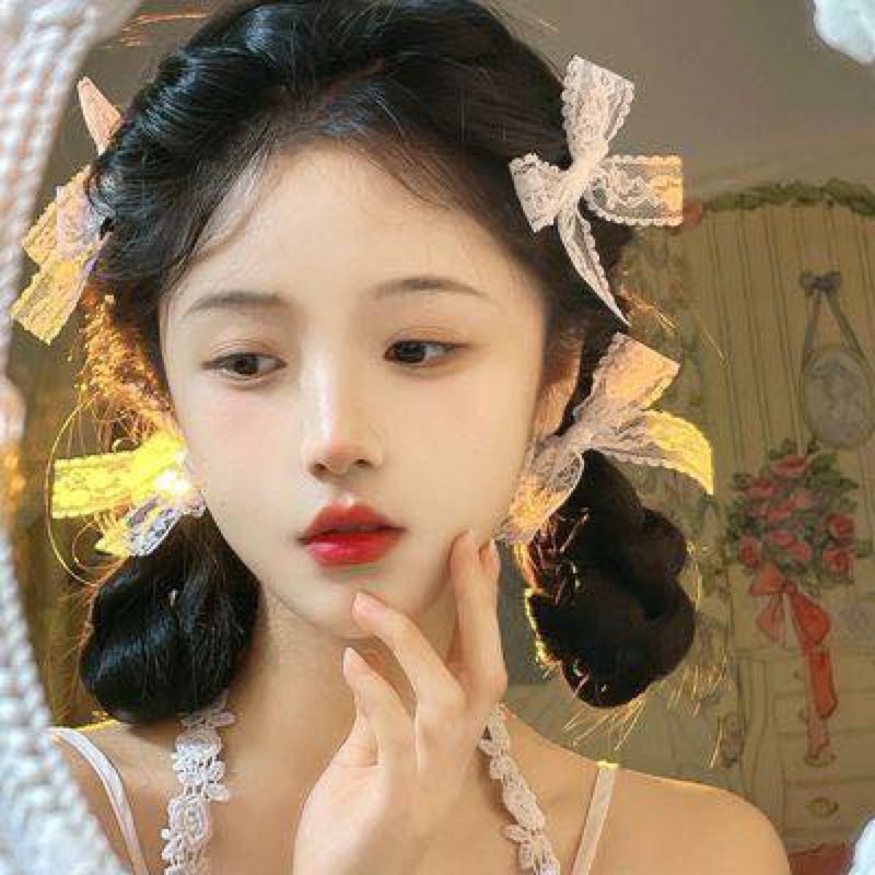 พร้อมส่งจากไทย-กิ๊บติดผม-โบว์ลูกไม้สีขาว-เซ็ต-4ชิ้น