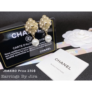 ต่างหู Chanel ชาแนล ห้อยมุก ก้านเงิน 925 ปั้มแบรนด์