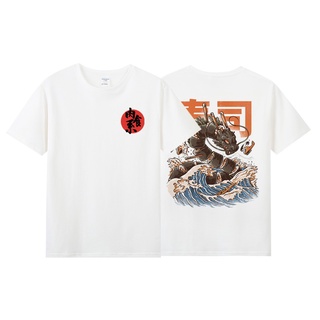 เสื้อยืดโอเวอร์ไซส์✤เยาวชนฤดูร้อน BF ลมญี่ปุ่นฮาราจูกุลมประเทศน้ำซูชิพิมพ์เสื้อผ้าผ้าฝ้ายคอกลมแขนสั้นเสื้อยืดผู้ชายและผู
