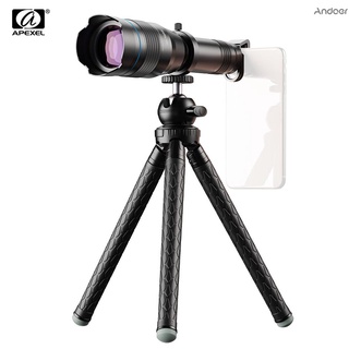 Apexel APL-JS60XJJ09 ชุดเลนส์ซูมกล้องโทรทรรศน์ตาข้างเดียว โลหะ 60X HD พร้อมขาตั้งกล้องสามขา โลหะ ขนาดเล็ก แบบพกพา สําหรับสมาร์ทโฟน