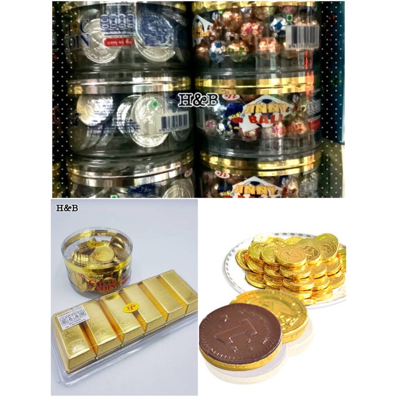 ภาพสินค้าช็อกโกแลต ช็อกเหรียญทอง (60ชิ้น) ช็อกโกแลตทองแท่ง ขนมโบราณ ขนม ของแต่งเค้ก ไวท์ช็อกโกแลต ของขวัญ ปีใหม่ ตรุษจีน จากร้าน sbtogether บน Shopee ภาพที่ 1