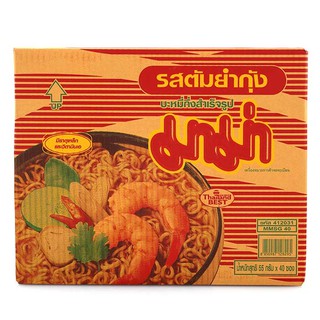 มาม่า บะหมี่กึ่งสำเร็จรูป รสต้มยำกุ้ง 55 ก. แพ็ค 40