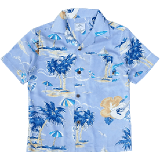 โปรโมชั่น : ROAMING เสื้อฮาวาย ผ้าเรยอนญี่ปุ่น เสื้อครอบครัว Rayon Hawaiian Shirts กีตาร์บลู