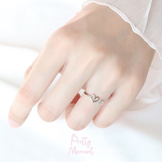 แหวน Dior งานHi:ens1:1 แหวนมินิมอล Pretty Moment แหวนเงิน หัวใจ เพชร CZ งามเกิ๊น แหวนเงินแท้  สไตน์มินิมอล ฟรีไซส์ ของขว