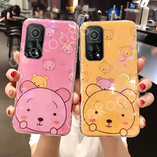 เคสโทรศัพท์ Xiaomi Mi 10T Pro Phone Case Ready Stock Cute Cartoon Bear Silicone Colorful Cherry Blossoms Back Cover Casing for Mi 10T Pro เคส