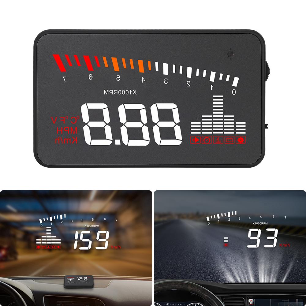 3.5 mm Universal Car HUD GPS Speedometer ดิจิตอลความเร็วสูง