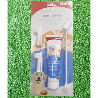 สินค้า ยาสีฟันสุนัข Bioline ไบโอไลน์ ชุดแปรงและยาสีฟันสุนัข สูตรควบคุมหินปูน พร้อมแปรง 3 แบบ ขนาดยาสีฟัน 100 กรัม