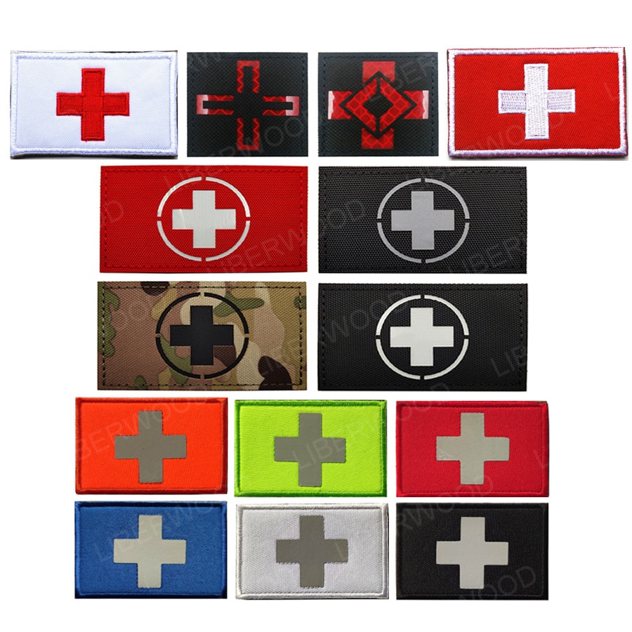 flag-of-switzerland-swiss-embroidered-applique-patch-ir-infrared-med-medic-rescue-patch-red-cross-reflective-badge-patch