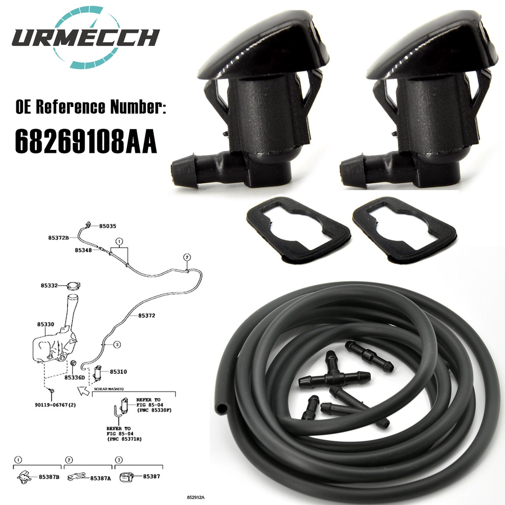 Kit 2 Ugelli Lavavetri Anteriori Uxcell Per Dodge Durango | Con Guarnizioni, 68269108AA