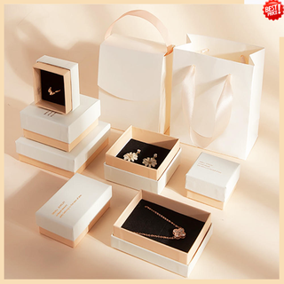 กล่องบรรจุภัณฑ์ สีขาว สีชมพู สําหรับใส่เครื่องประดับ สร้อยคอ แหวน สร้อยข้อมือ