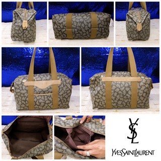 👝: YVES SAINT LAURENT Gray Giraffe Print Weekend/Travel Bag Vintage แท้💯%