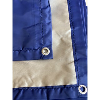 ผ้าร่มยูวี  ผ้าไฟน์ชีท UV flysheet สีน้ำเงิน/สีซิลเวอร์ เกรด AAA โรงงานไทย  ไม่ร้อน กันแดด/กันฝน คลุมของในงานอเนกประสงค์