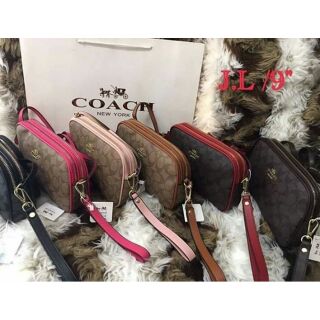 กระเป๋า คล้องมือ coach 2ซิป มีซิปหลัง ขนาด 9 นิ้ว